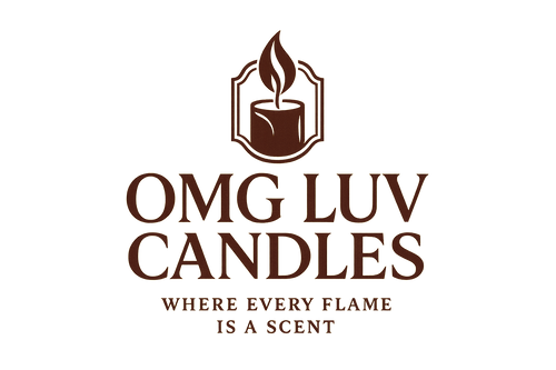 Luxury logo for Omg Luv Candles with brand colors